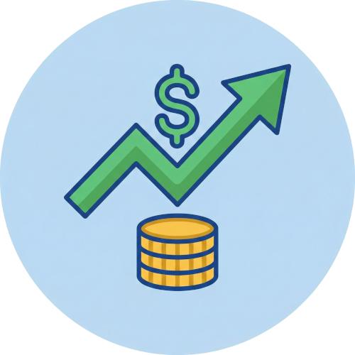 An icon that represents economic and financial growth.