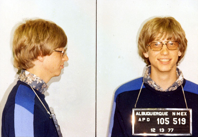 Bill Gates was arrested by the Albuquerque, NM after he got a speeding ticket and forgot his license.