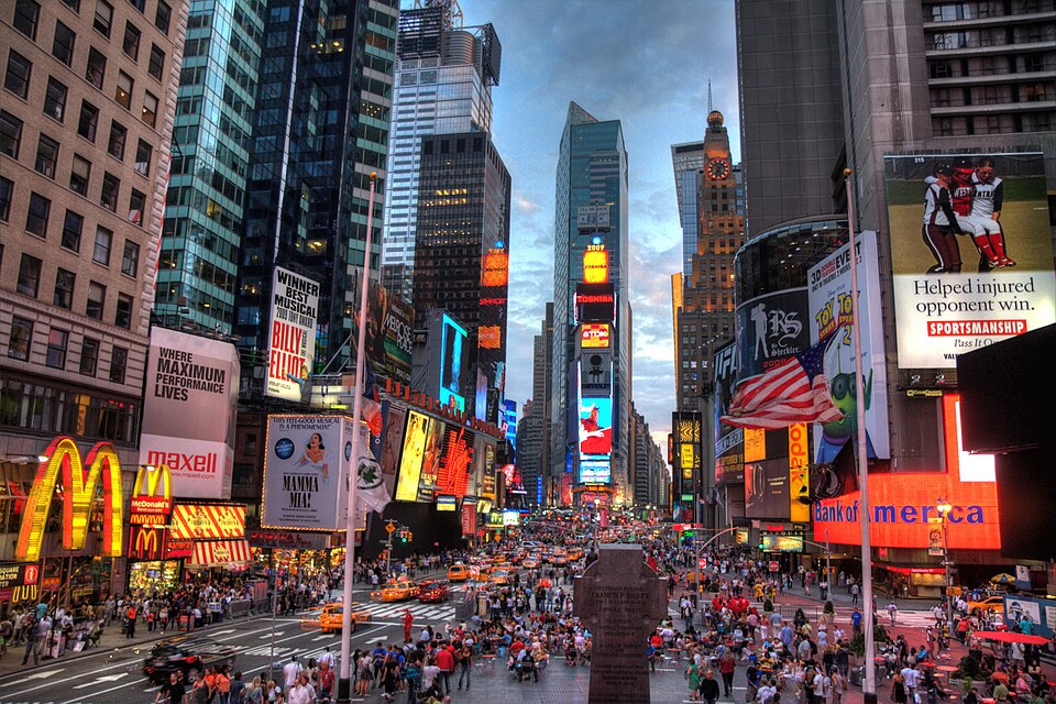 A picture of Times Square in New York City from September 13, 2009.